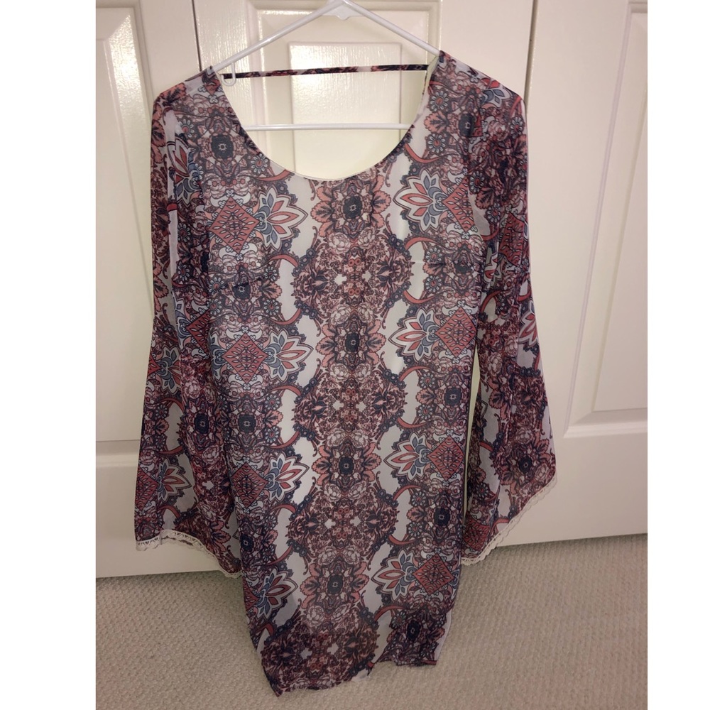 colorful paisley long sleeve dress